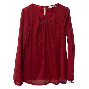 BODEN burgundy dotted top blouse Sz 8
